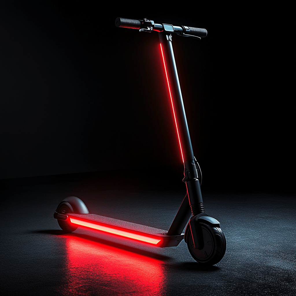 a scooter with a red light