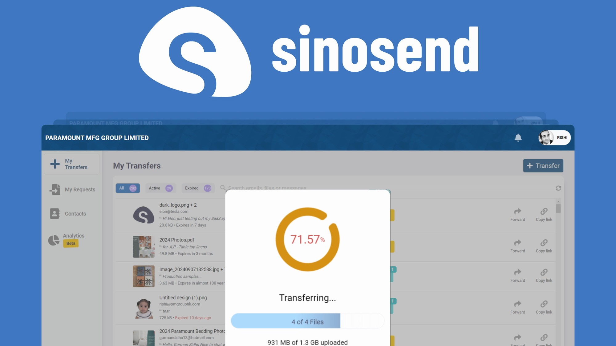 Effortless File Transfers with Sinosend